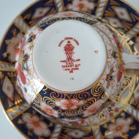 Vintage Tiffany & Co Royal Crown Derby Cup & Saucer - Picture 2 of 4